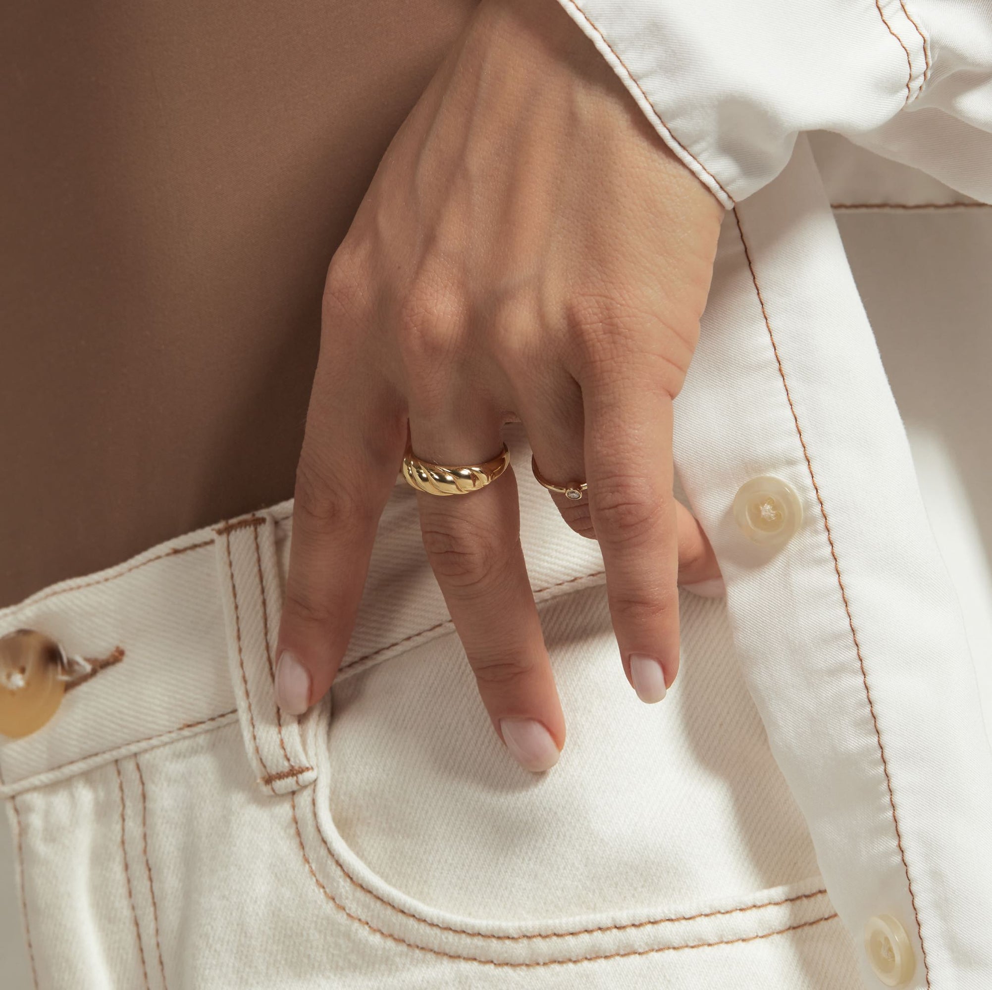 Womens | Croissant Ring | 14K Solid Yellow Gold