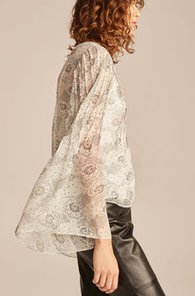 Long Sleeve Pintuck Top | Ivory Combo