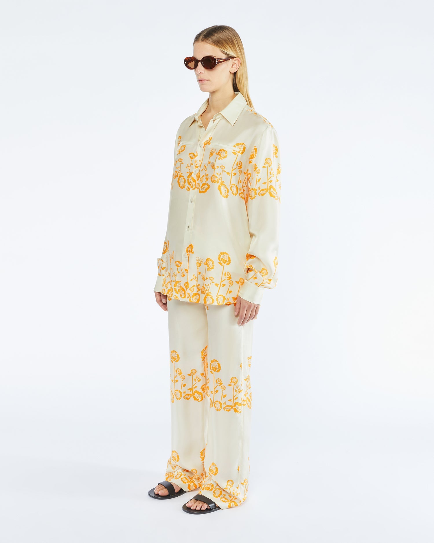 Womens | Sabrin Printed Twill Silk Shirt | Blockwood Floral