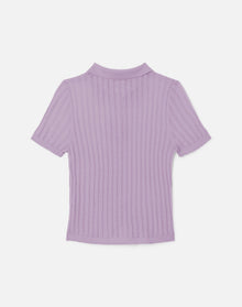 Womens | The Veil Pointelle Polo | Baby Violet