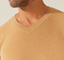 Mens | Liam Cashmere V-Neck Sweater | Camel