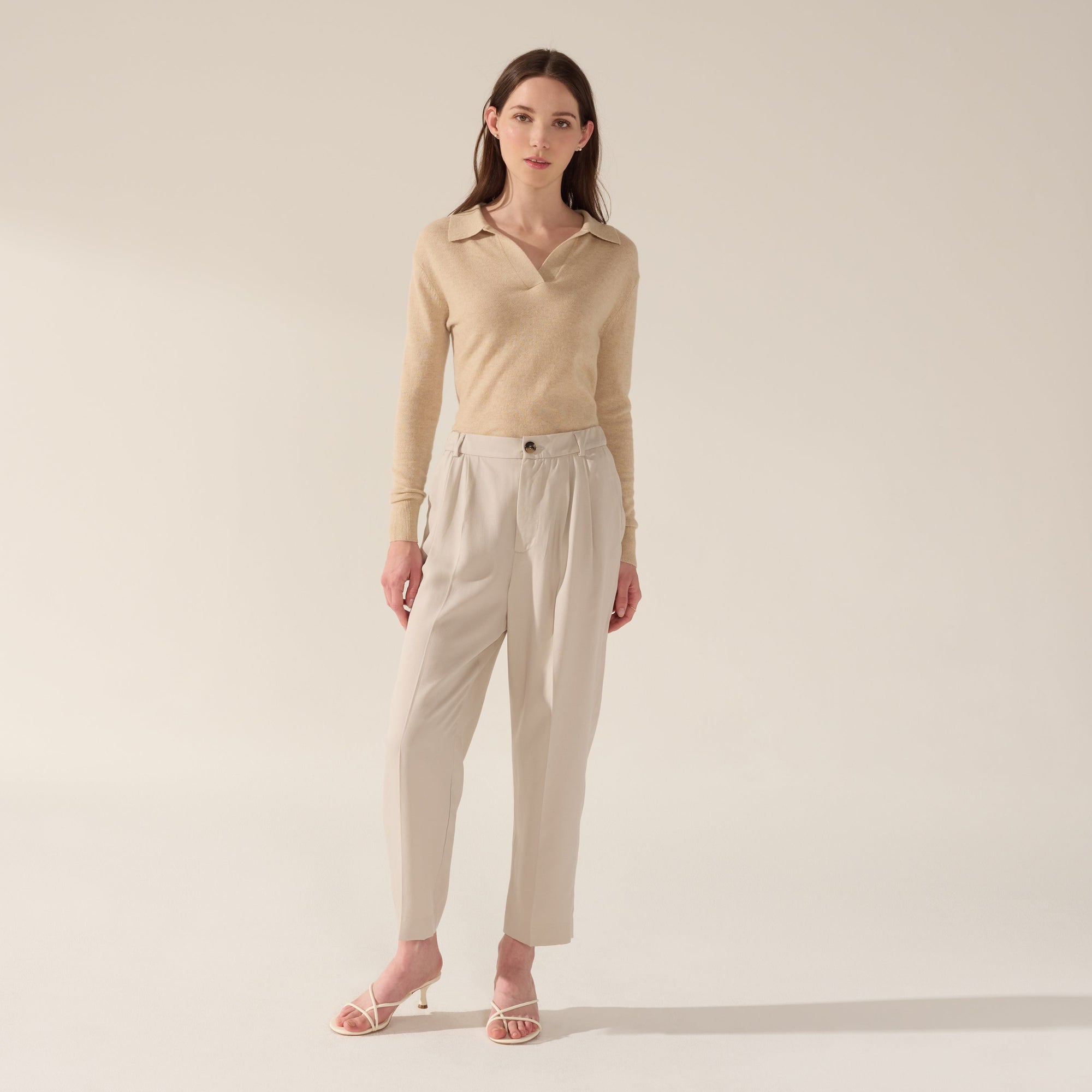 Womens | Camila Airy Cashmere Collared Sweater | Cinnamon