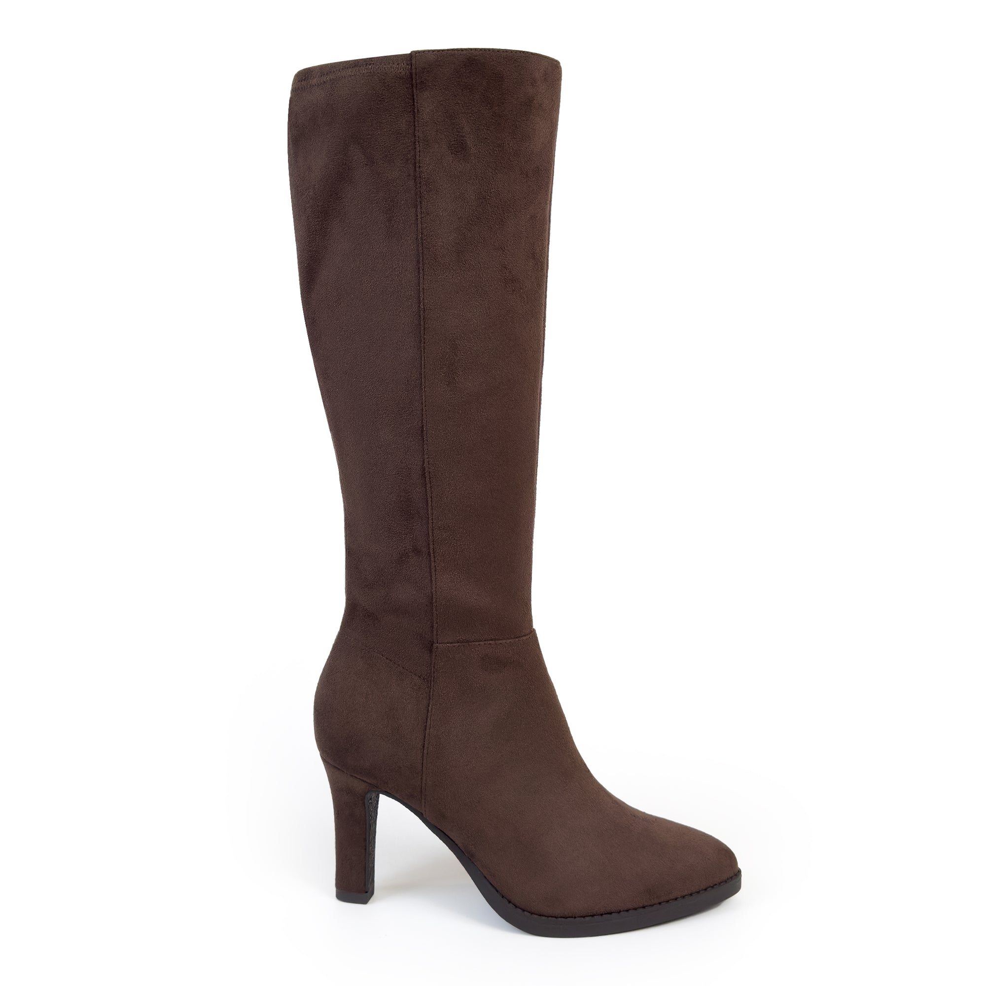 Lynx Boot Mid Heel Dress | Java Faux Suede