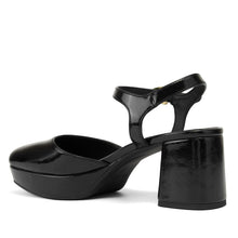 Senna Dress Platform | Black Faux Crinkle Patent