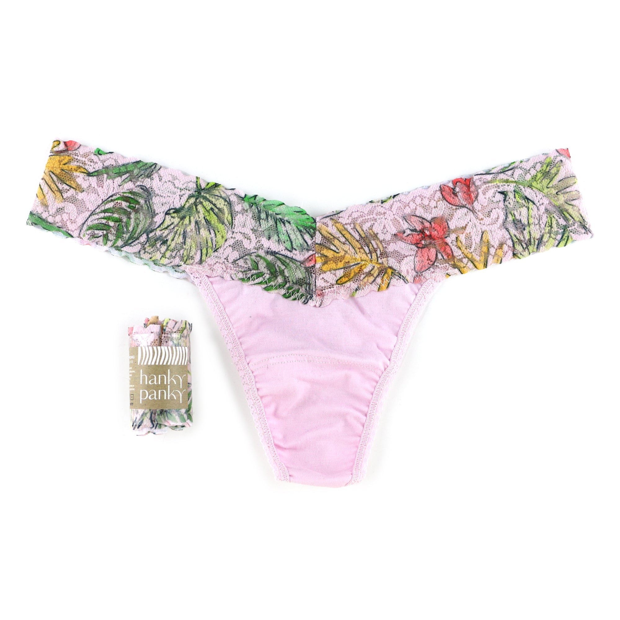 Cotton Low Rise Thong - V2 | Island Pink/Lovely Leaves