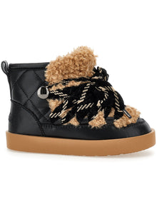 Girls | Two-Tone Plush Boots | Black/Beige