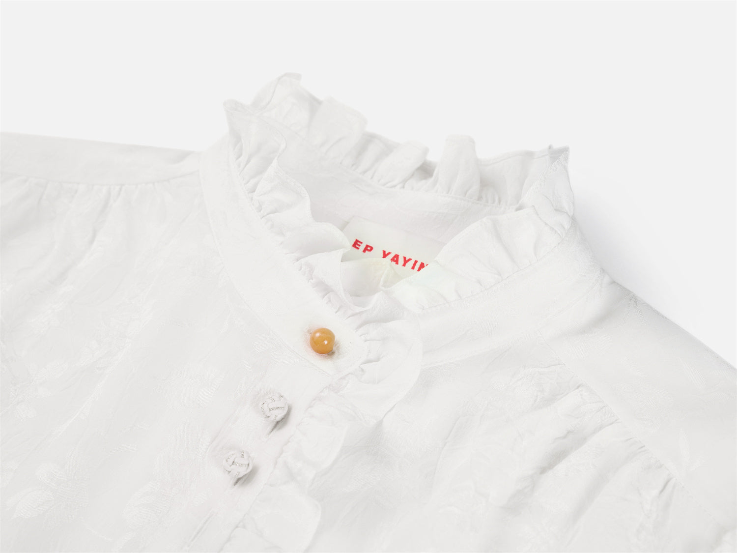 Emphasized Silk Placket Shirt | White