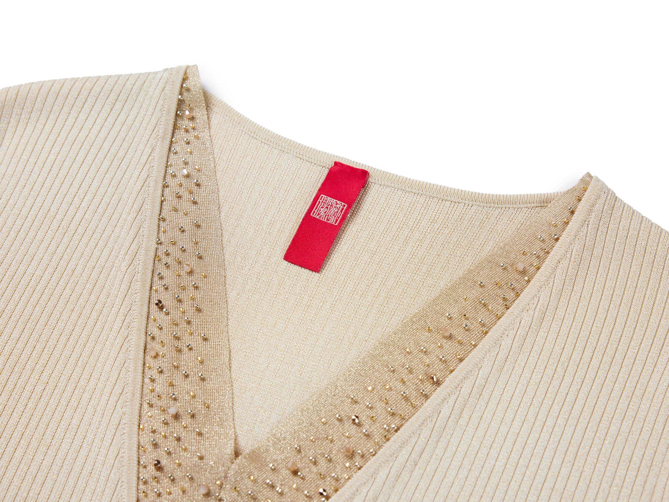 Knit Short Sleeve Top | Beige