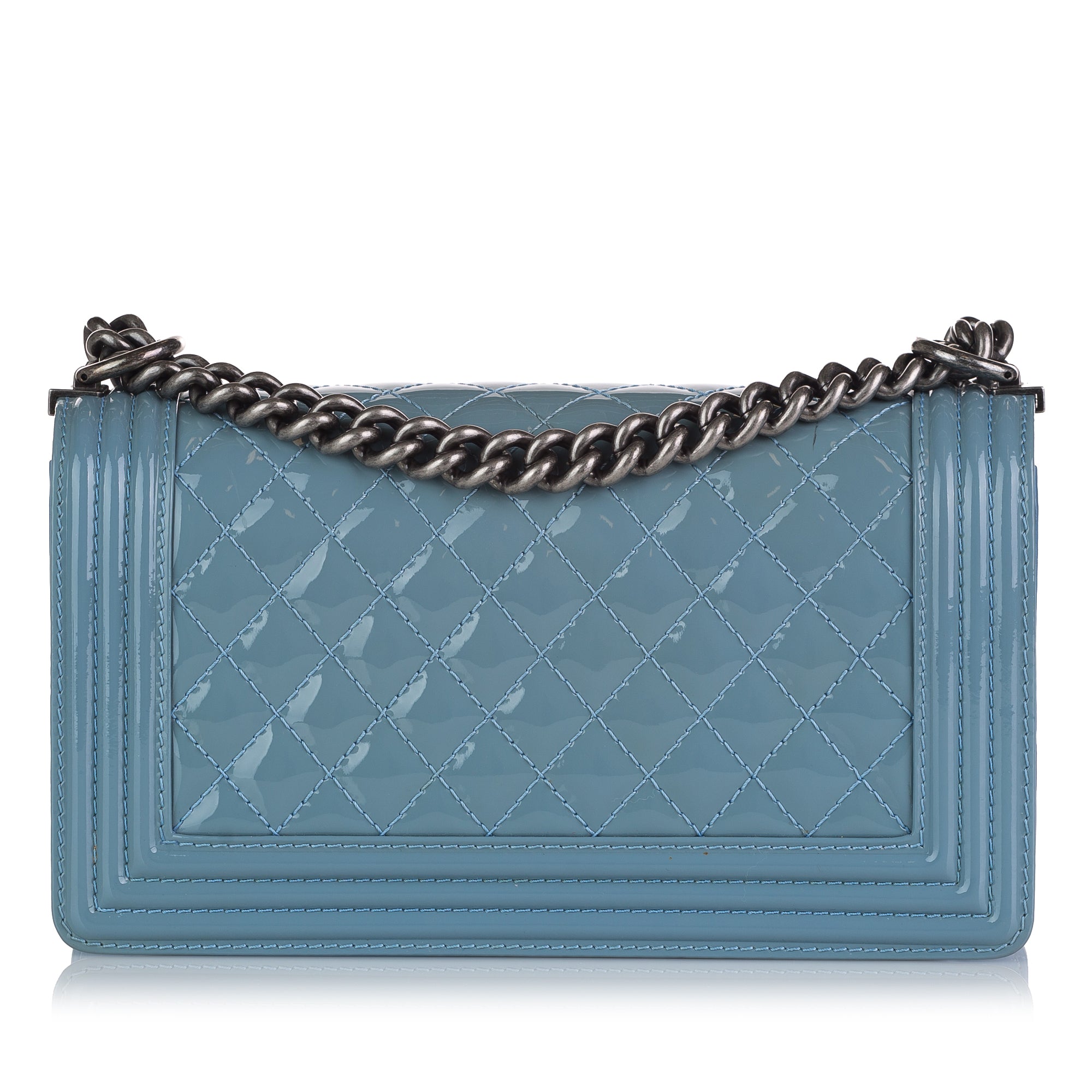 Chanel Pre-Owned Medium Patent Boy Bag | Women | Blue