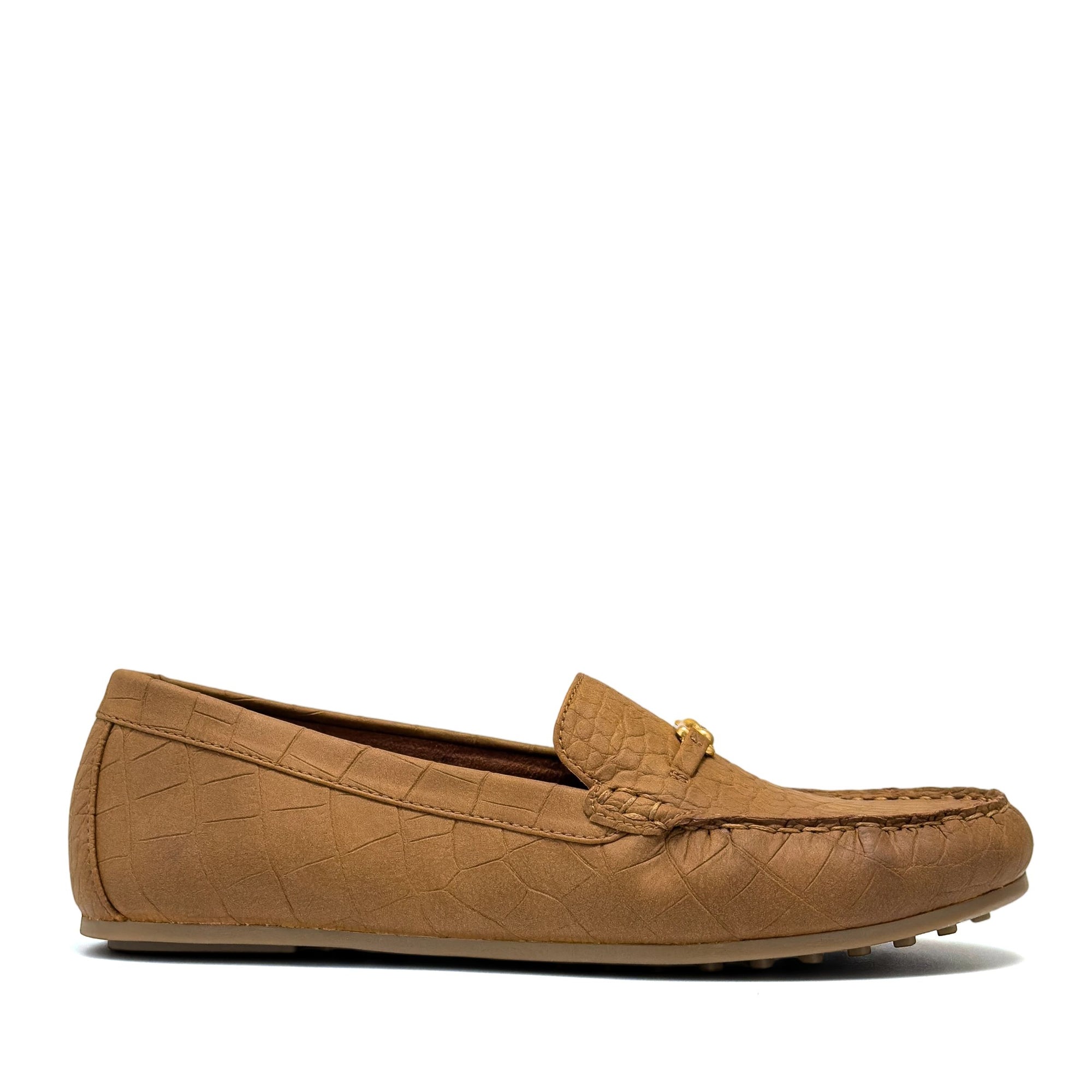 Drita Casual Loafer | Tan Faux Crochet Nubuck