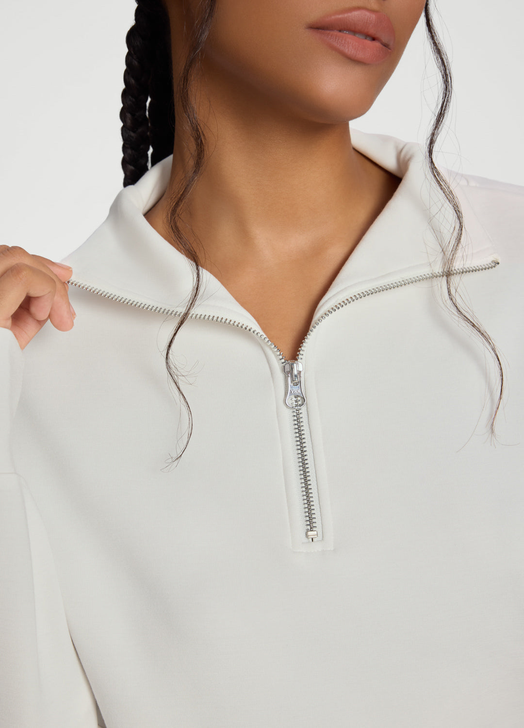 Half-Zip Long Sleeve Sweatshirt | White