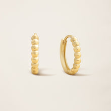 Womens | Beaded Huggie Hoops | 14K Solid Yellow Gold