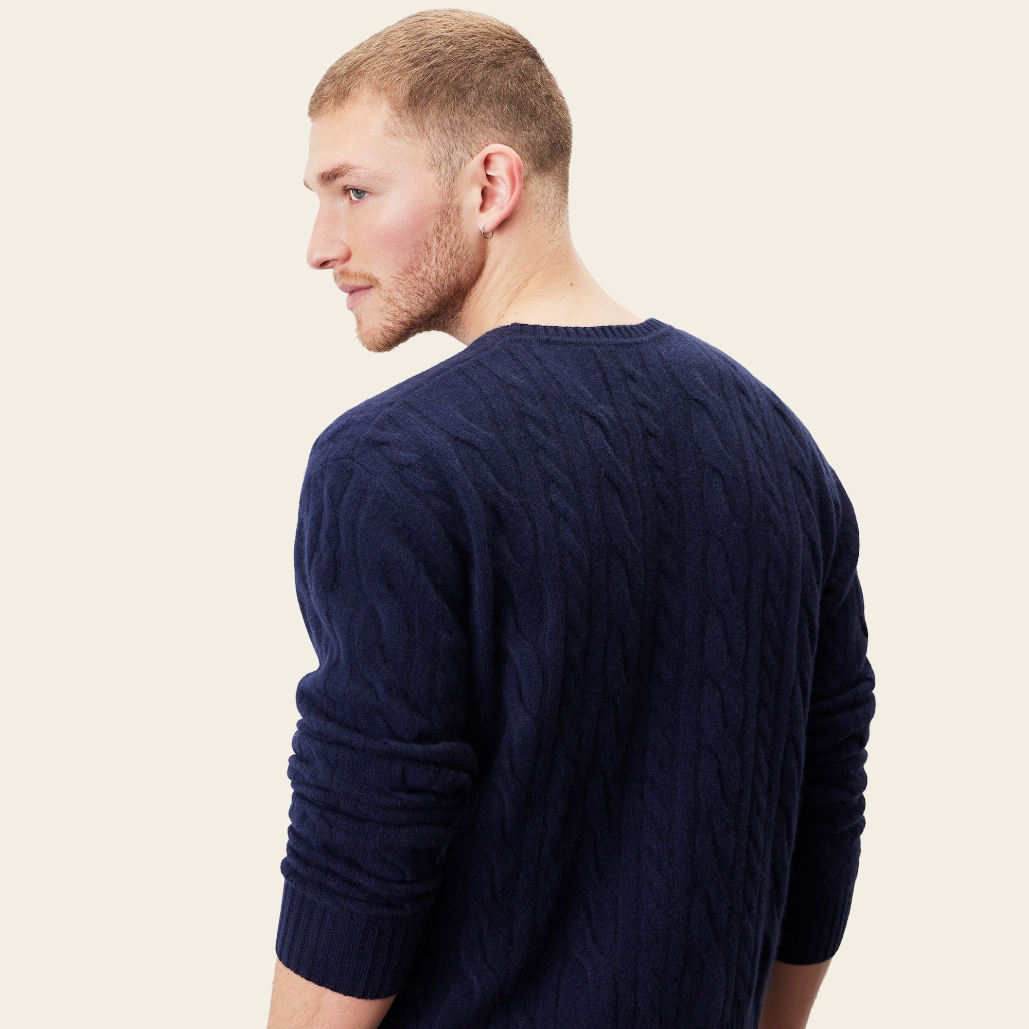 Mens | Luke Cashmere Cable Knit Sweater | Navy