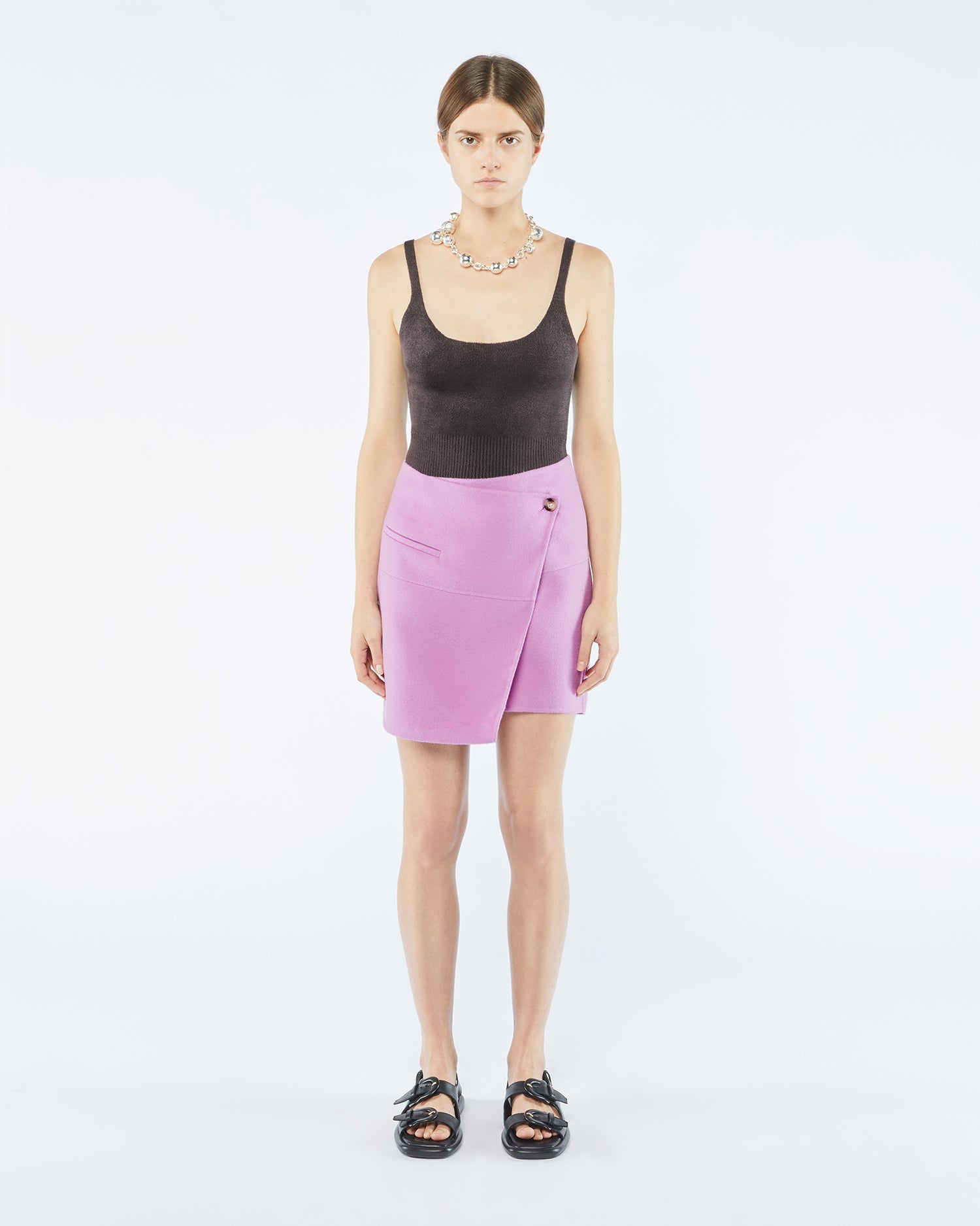 Womens | Kyla Double Wool Wrap Mini Skirt | Pink