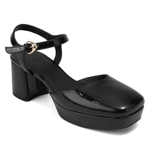 Senna Dress Platform | Black Faux Crinkle Patent