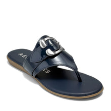 Glitz Sandal Flat | Navy Faux Patent