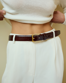 No. 5 Belt | Bordeaux-Croc-Gold