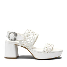 Camera Sandal Platform | White Faux Embossed Woven
