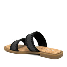 Centro Sandal Flat | Black Raffia Elastic