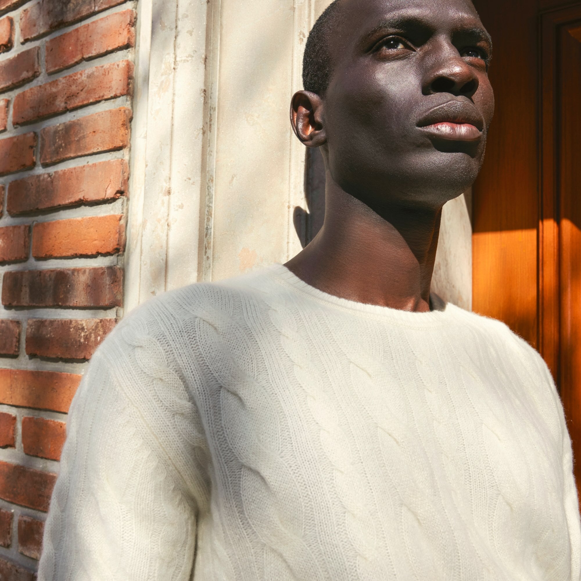 Mens | Luke Cashmere Cable Knit Sweater | Cream