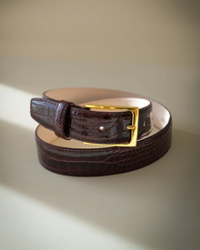 No. 5 Belt | Bordeaux-Croc-Gold