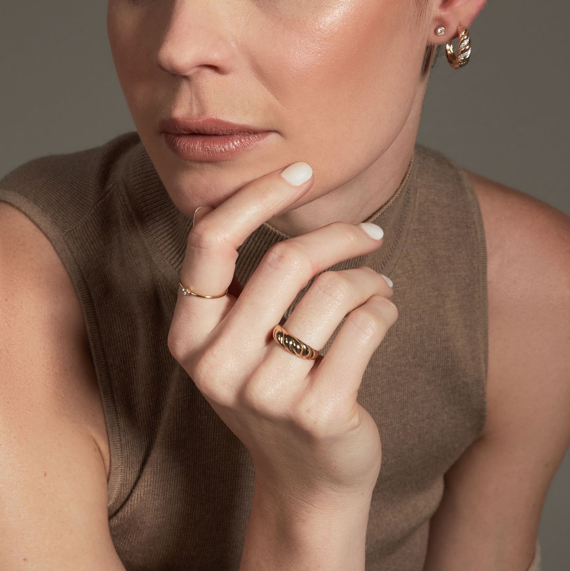 Womens | Croissant Ring | 14K Solid Yellow Gold