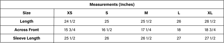 Product size guide