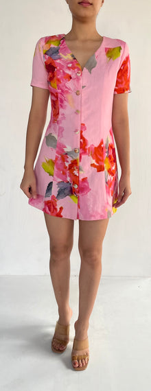 Hemant & Nandita | Button Down Rosa Short Dress | Pink