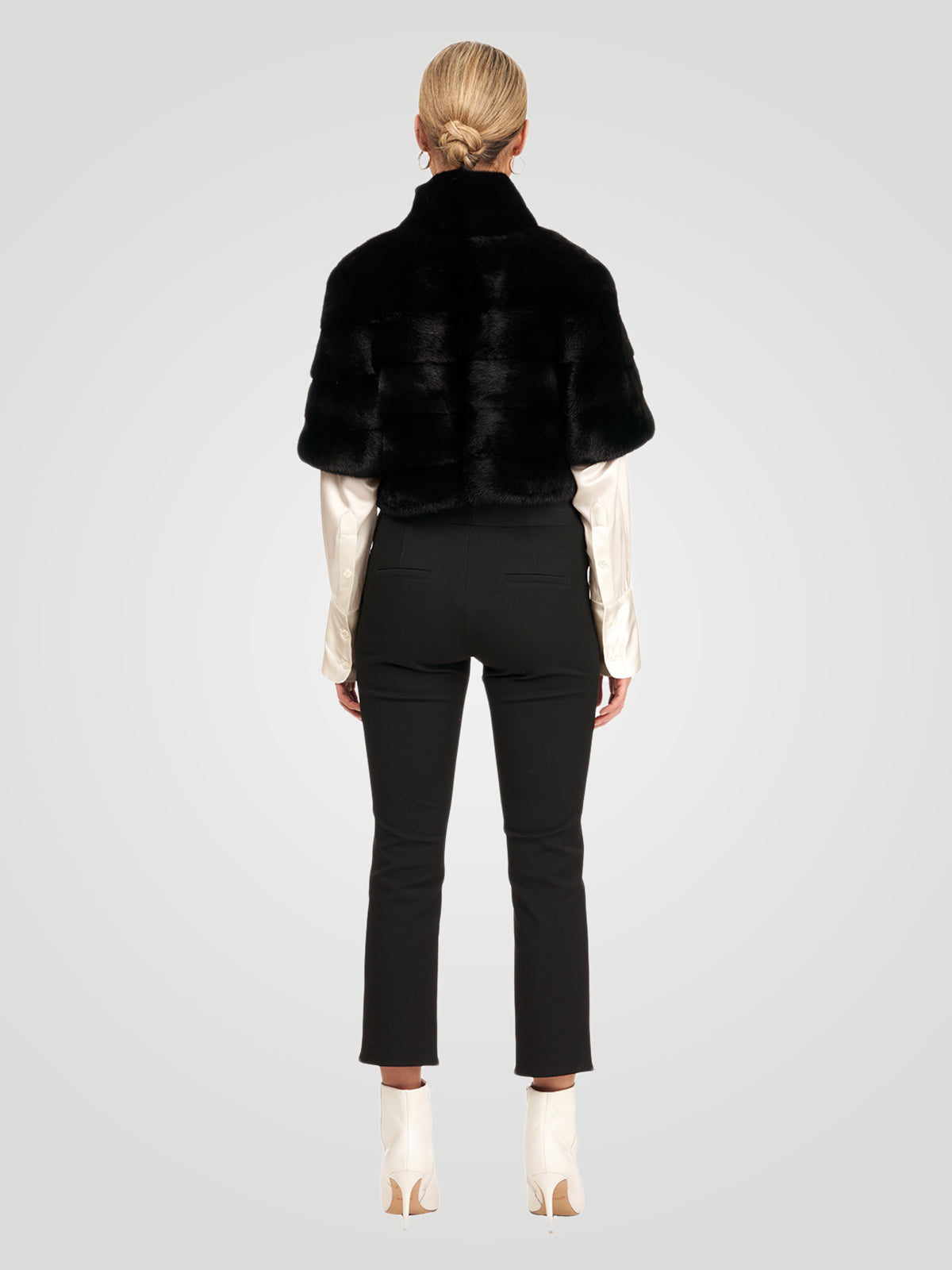 Mink Fur Bolero With Cropped Sleeves | Women | Black