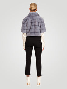 Mink Fur Bolero With Cropped Sleeves | Women | Powder Blue