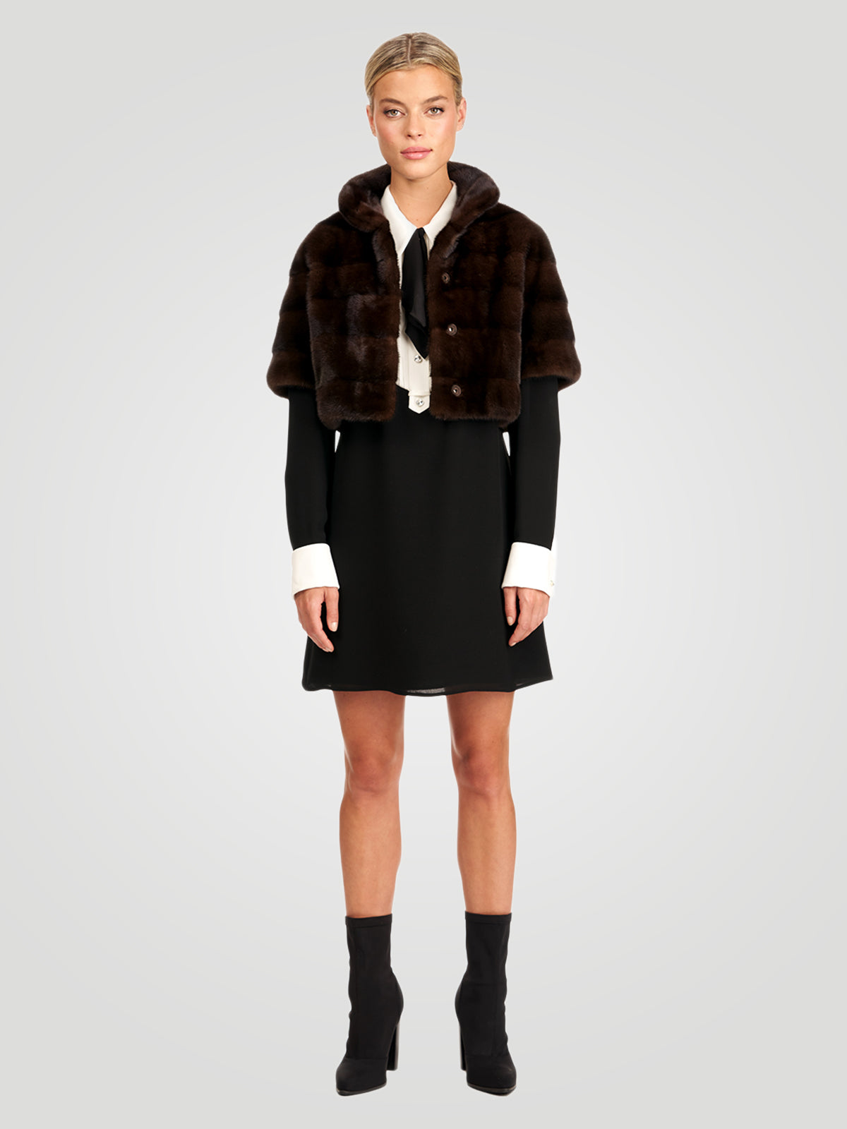 Mink Fur Bolero With Cropped Sleeves | Women | Dark Mahogany