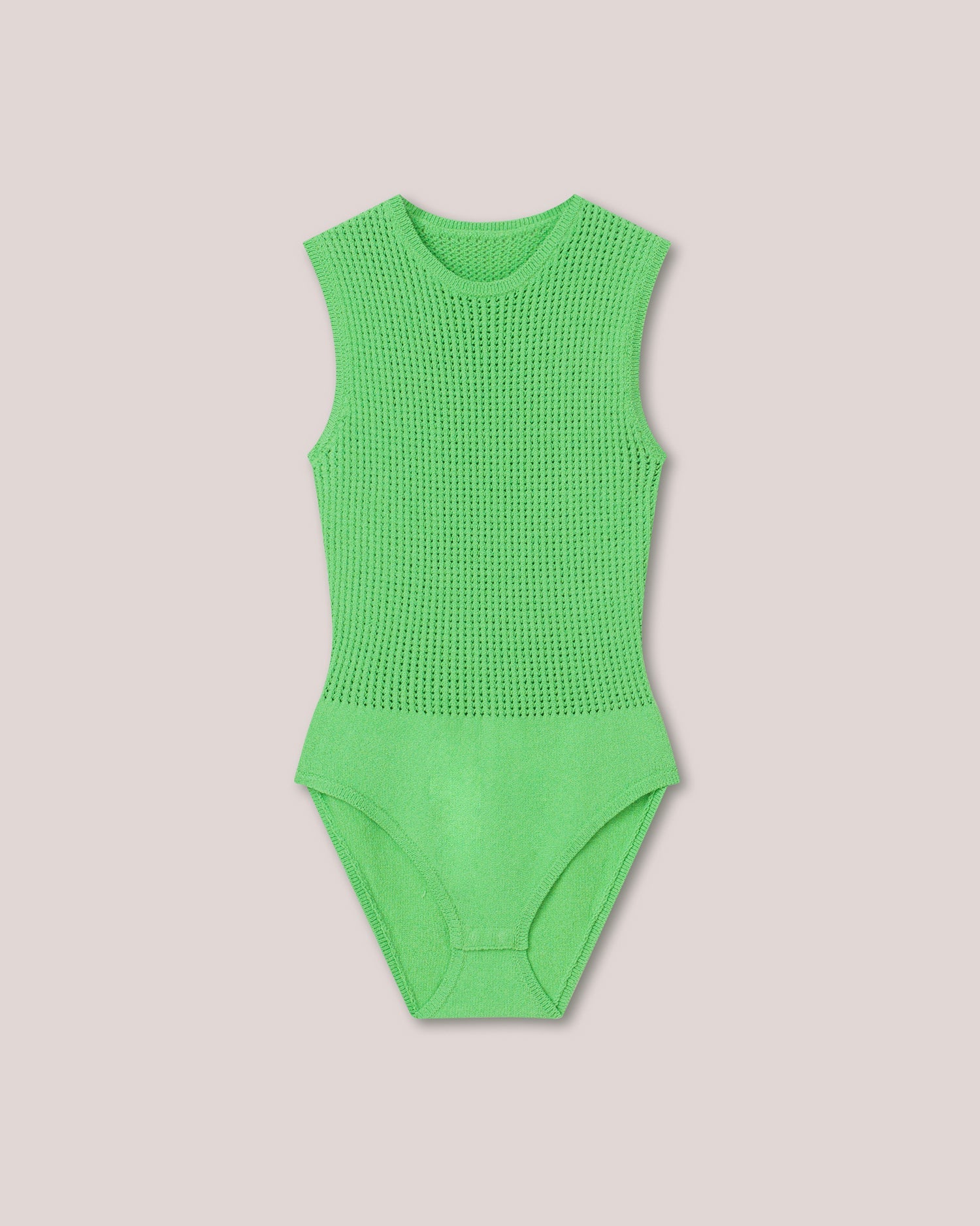 Womens | Mare Textured Cotton-Crochet Bodysuit | Bright Green