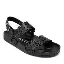Lily Sandal Footbed | Black Perf Faux Nappa