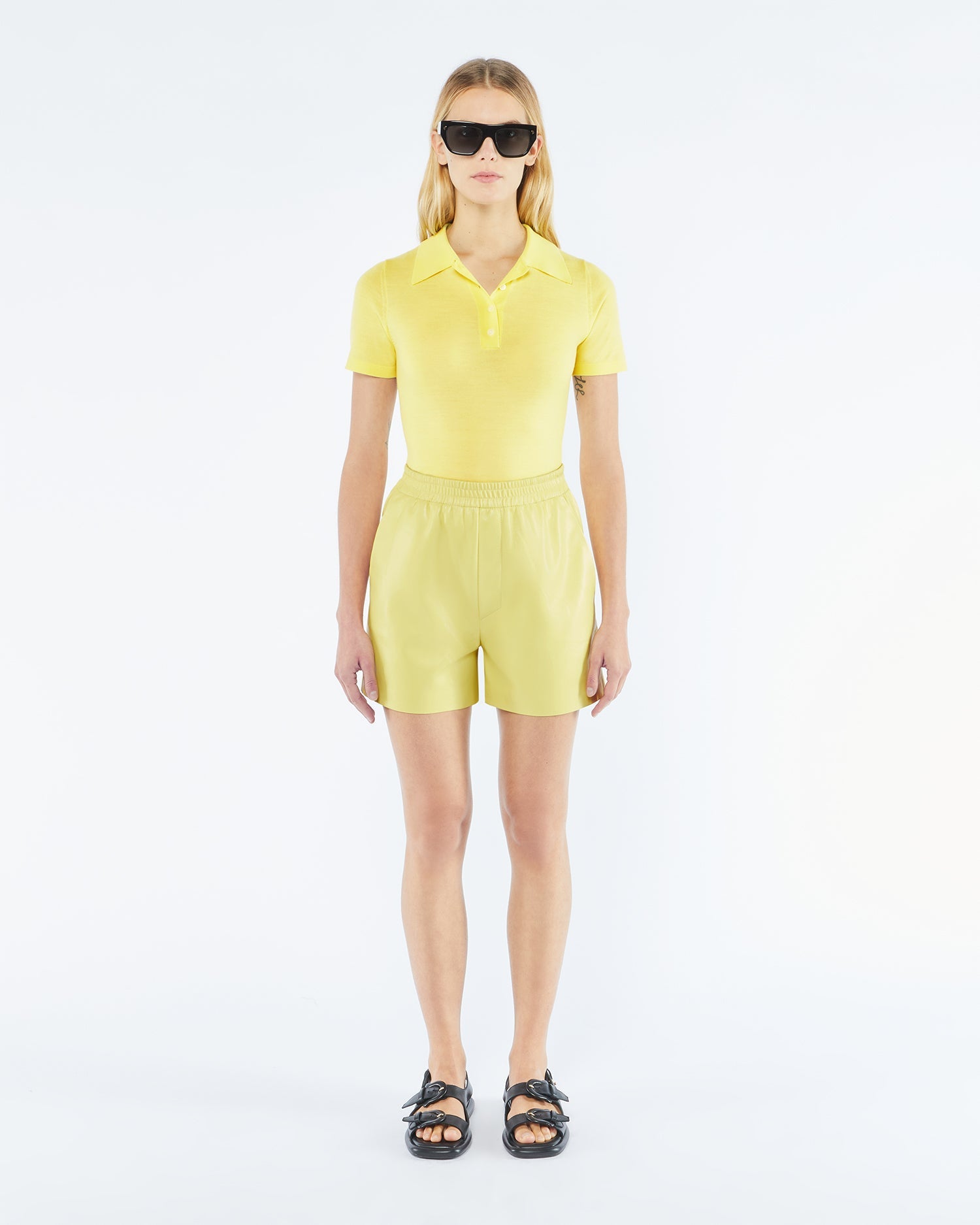 Womens | Brenna Okobor Alt-Leather Shorts | Yellow