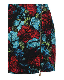 Versace | Floral Printed Zip Front Mini Skirt