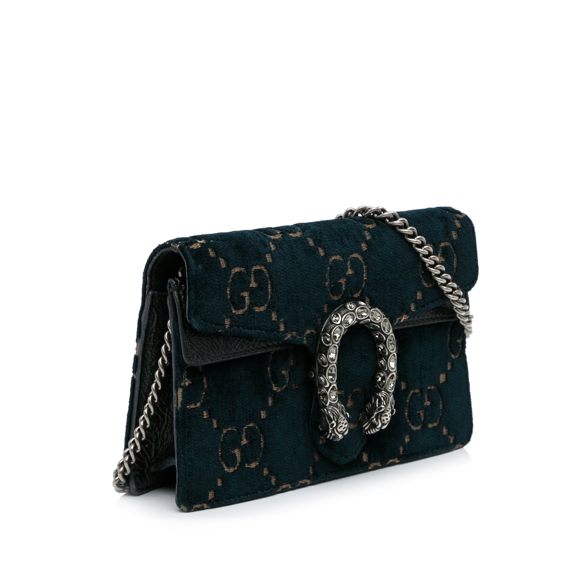 Gucci Pre-Owned Super Mini GG Velvet Dionysus Crossbody Bag | Women | Blue x Dark Blue