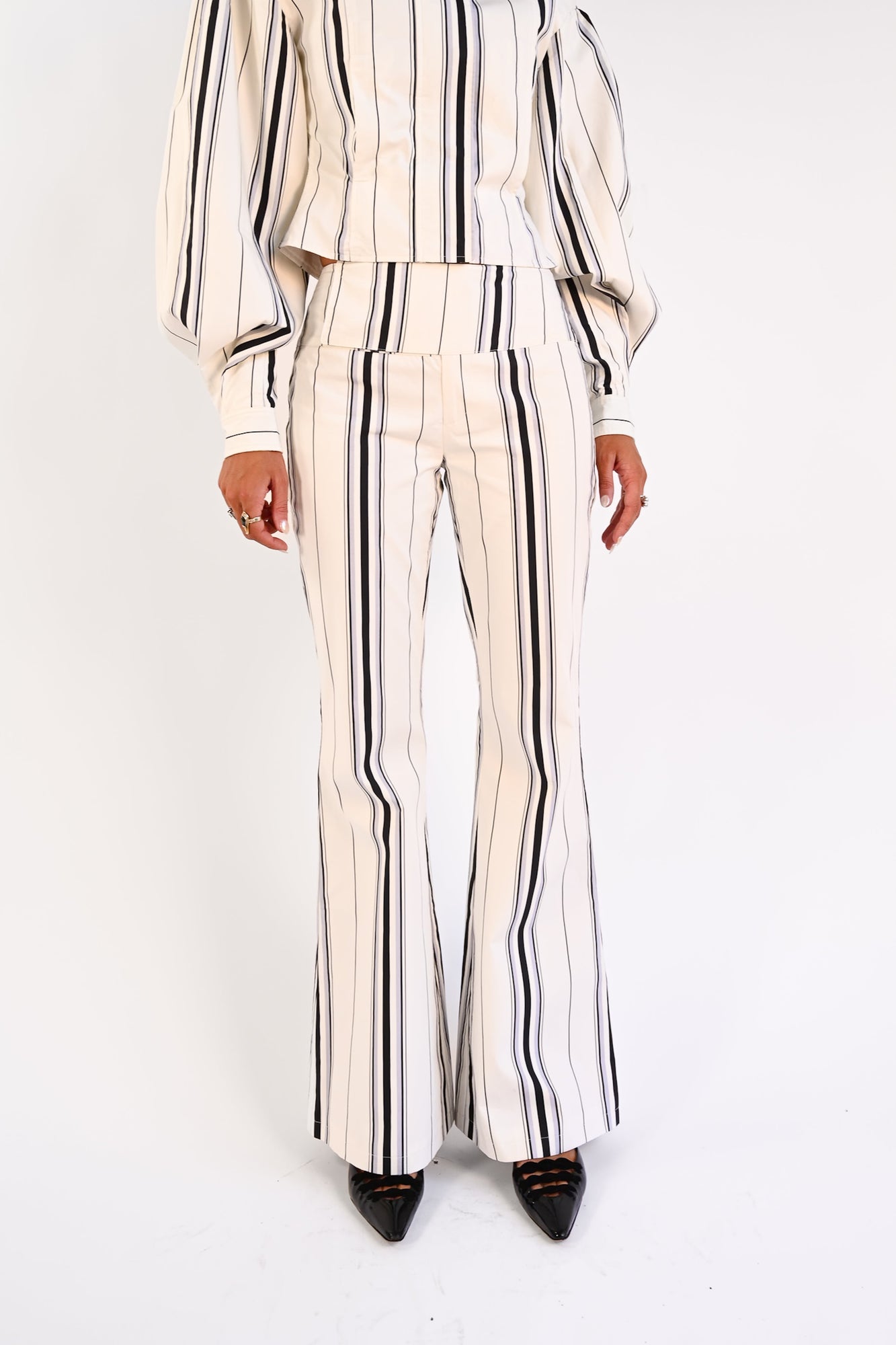 Tilly Cotton Trouser | Offwhite Striped