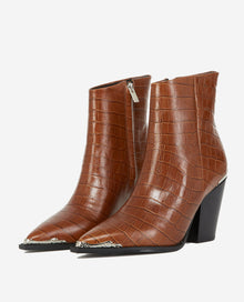 Heeled Ankle Boots With Silver Detail | Women | Brown