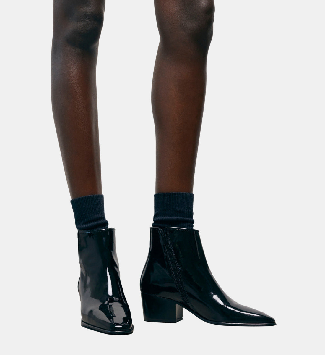 Vinyl Heeled Boots | Women | Black