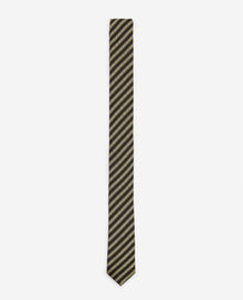 Silk Tie With Golden Stripes | Women | Black x Gold