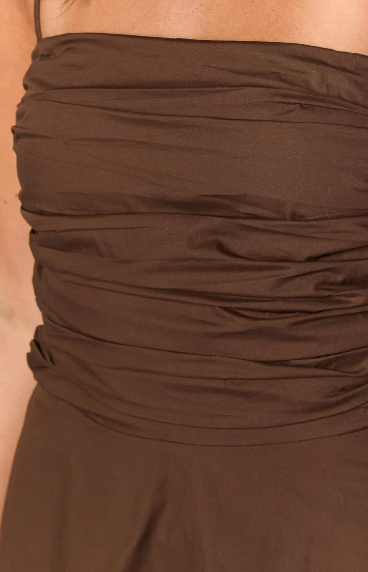 Aiden Lace Up Mini Dress | Brown