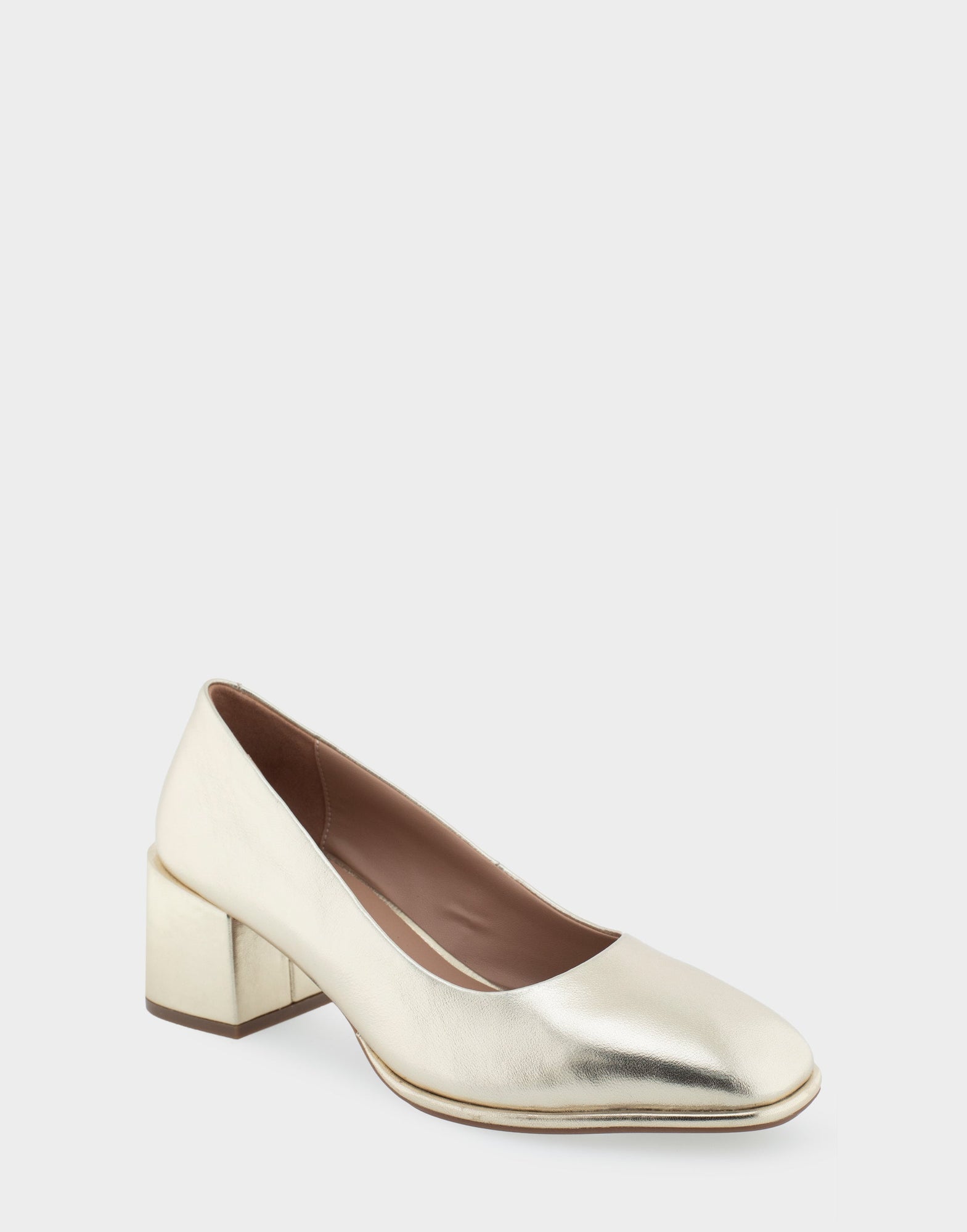 Alae Pump Heel | Soft Gold Genuine Leather