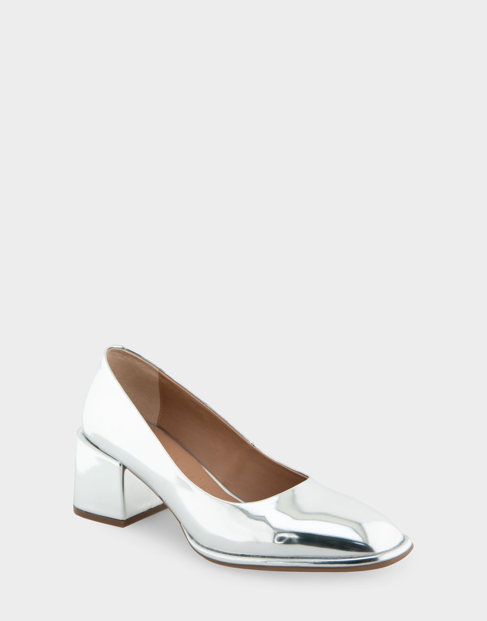 Alae Pump Heel | Silver Mirror Metallic Faux Leather