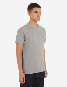 Mens | Fox Head Patch Short-Sleeve Classic Cotton Tee-Shirt | Grey Melange