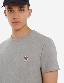 Mens | Fox Head Patch Short-Sleeve Classic Cotton Tee-Shirt | Grey Melange