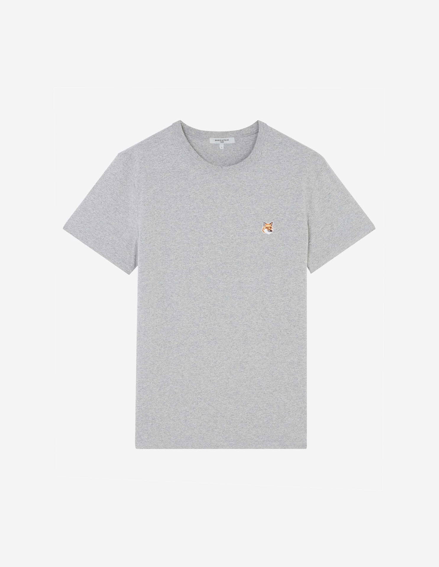 Mens | Fox Head Patch Short-Sleeve Classic Cotton Tee-Shirt | Grey Melange