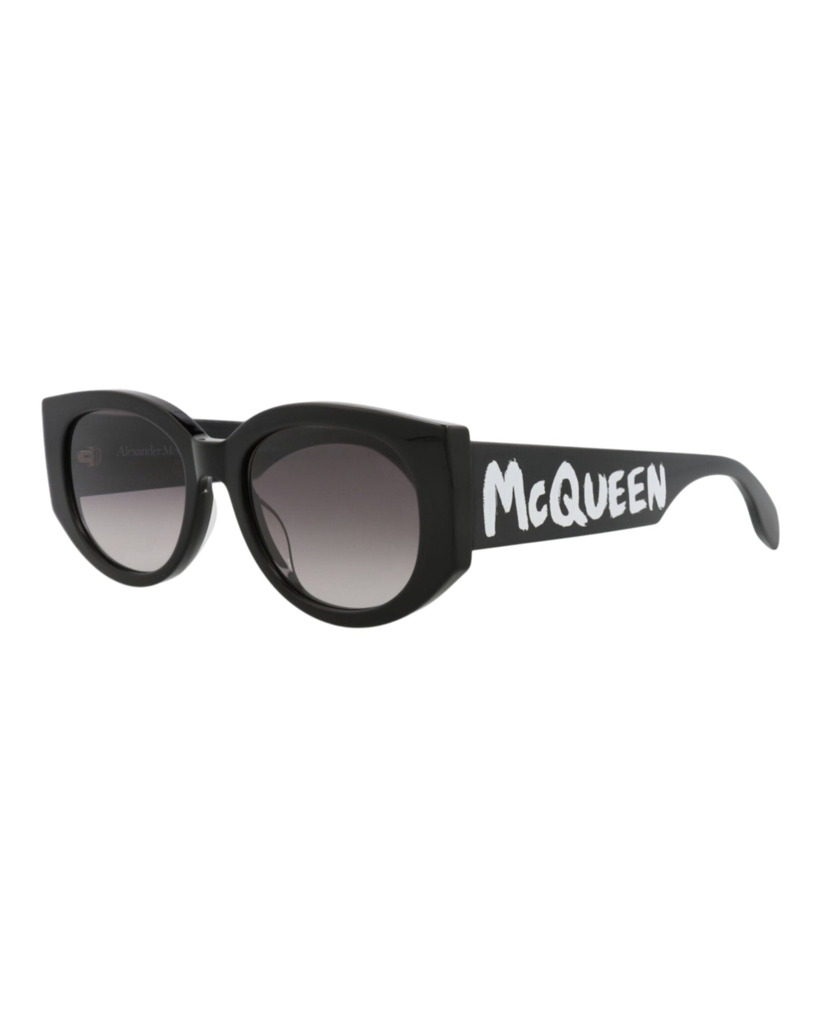 Alexander McQueen | Women | Round Acetate Sunglasses | Black