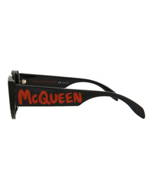 Alexander McQueen | Women | Round Acetate Sunglasses | Black