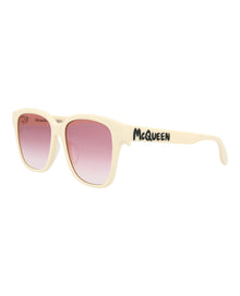 Alexander McQueen | Women | Square Acetate Sunglasses | White