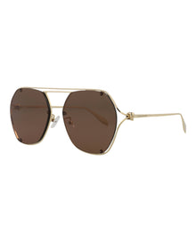 Alexander McQueen Aviator Metal Sunglasses | Gold